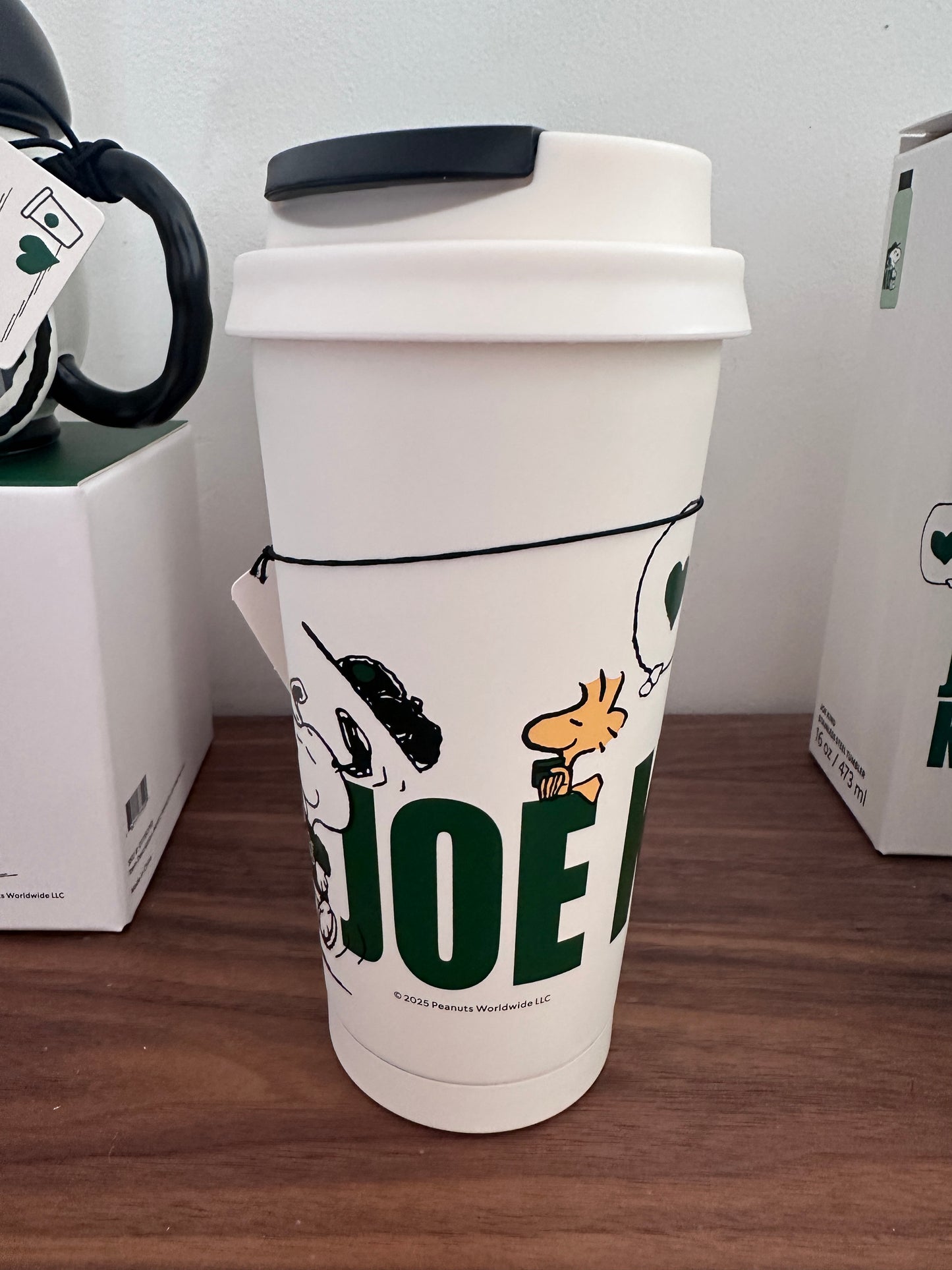 Peanuts WHITE Stainless Steel. Coffee Tumbler